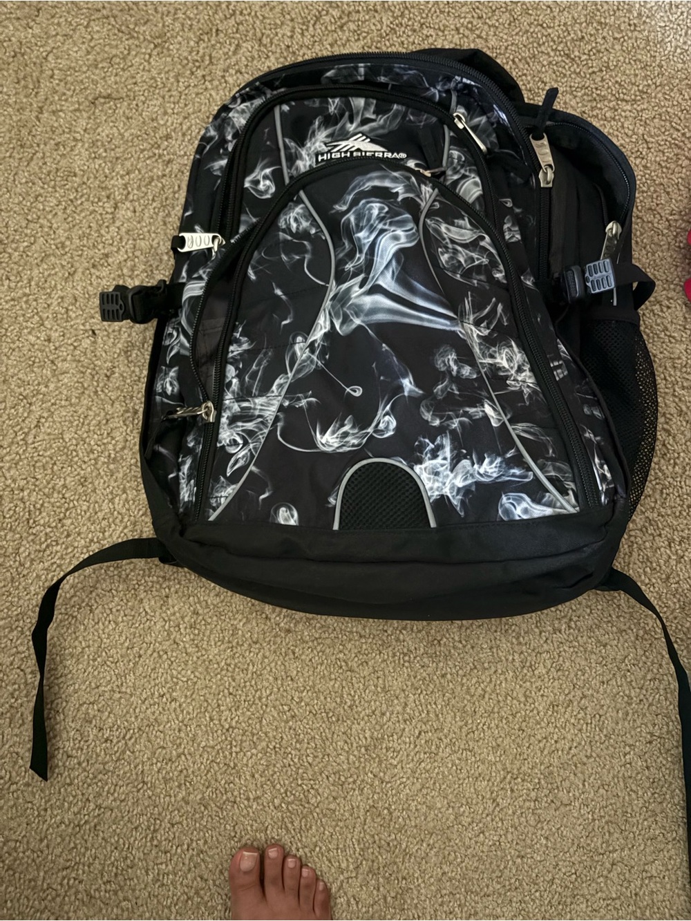 High Sierra Black and White Smoke-Print Men's Backpack